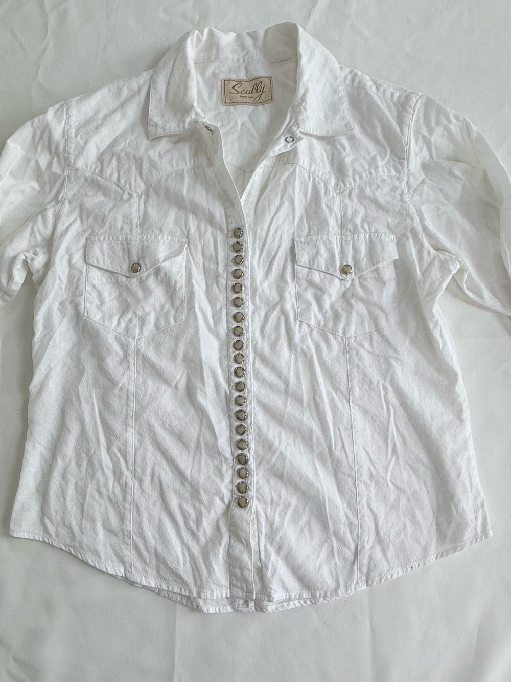 Vintage Scully White Snap-Front Western Button-Down Shirt dobby